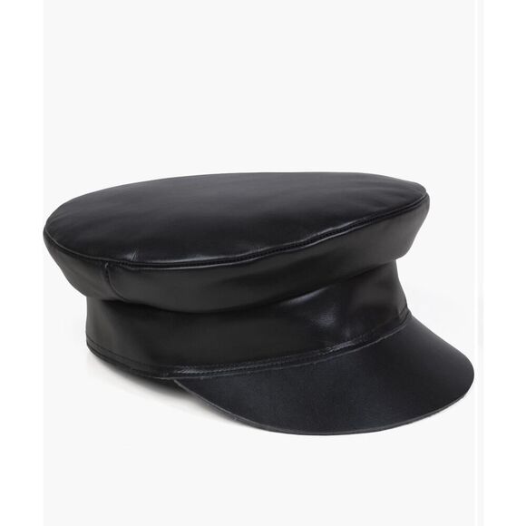 Lack Of Color Biker Cap Hat Size Small Leather Black - Picture 1 of 7